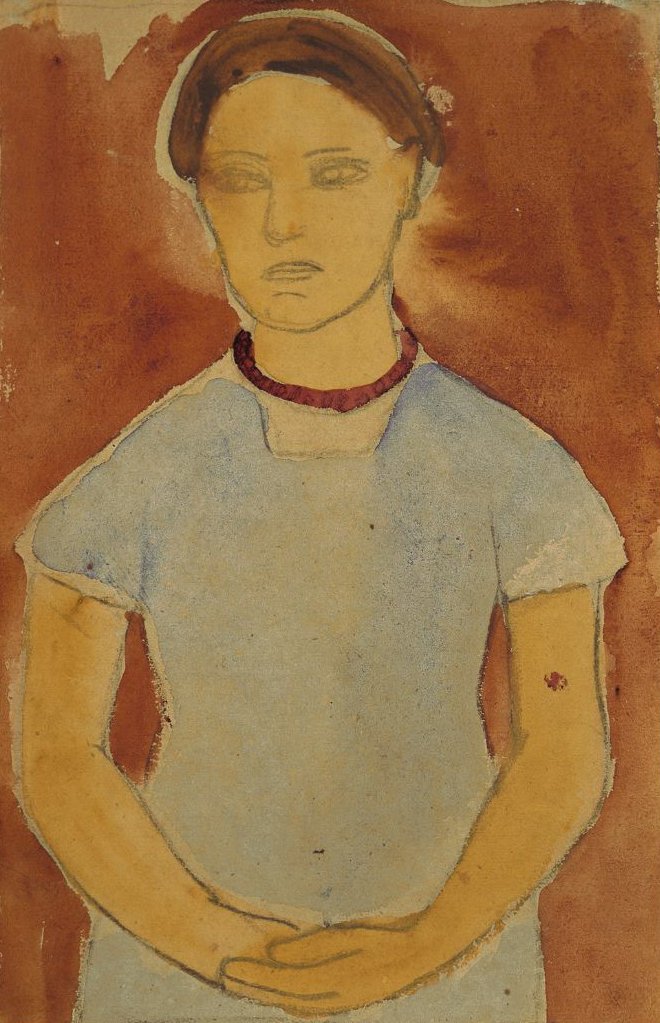 Lee Hoetger vor Blumengrund av Paula Modersohn Becker