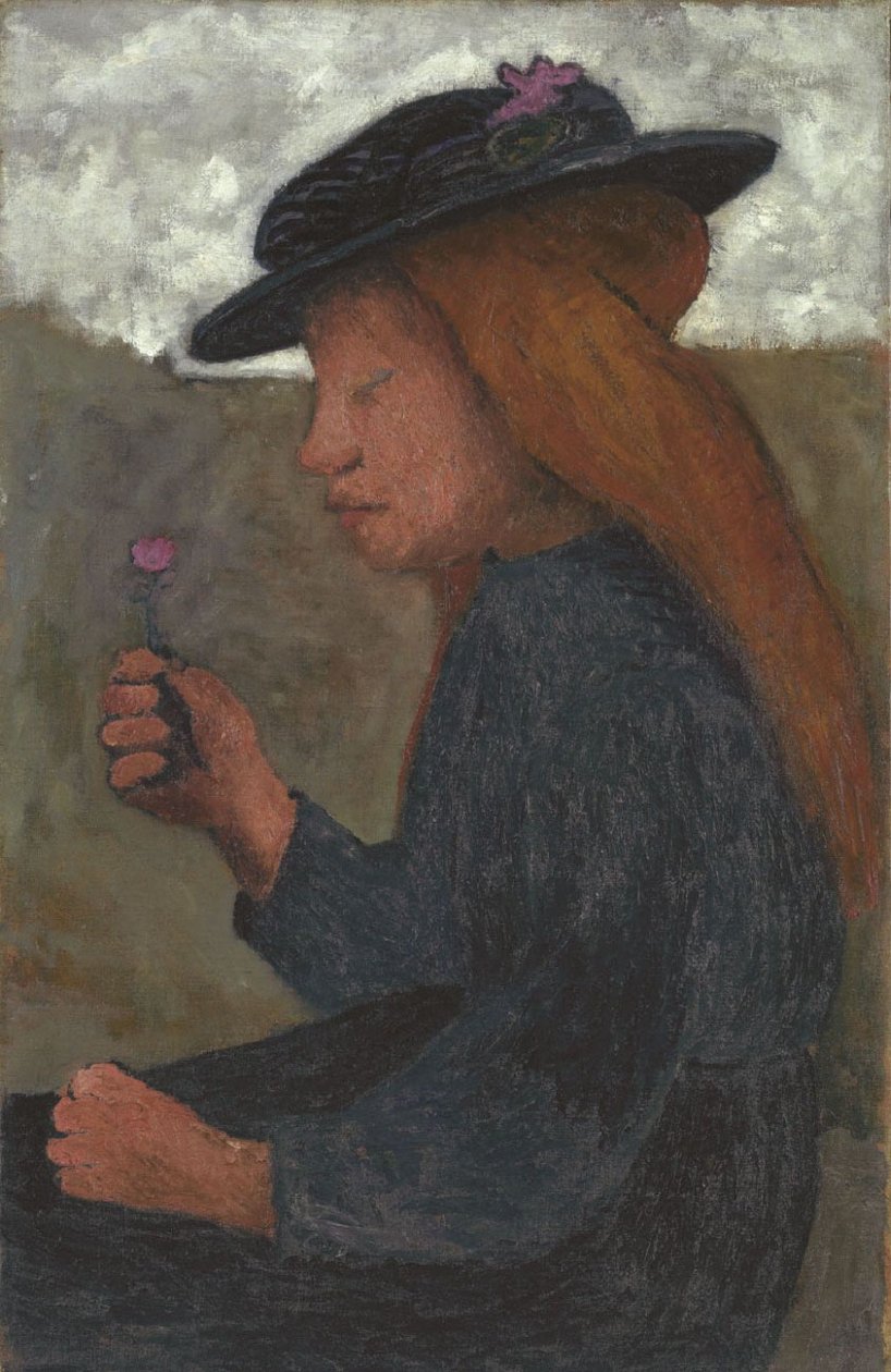 Mädchen mit schwarzem Hut av Paula Modersohn Becker