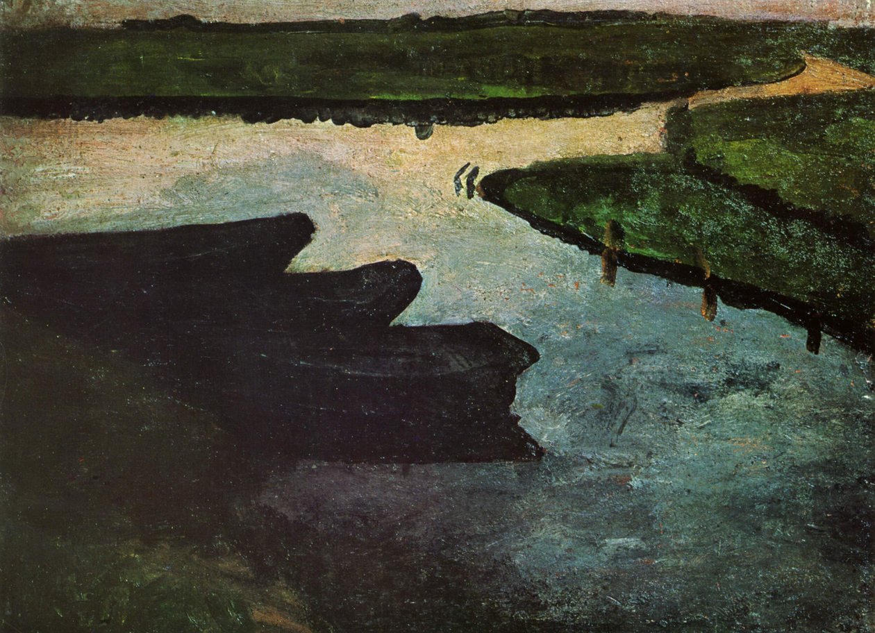 Moorkanal mit Torfkähnen av Paula Modersohn Becker