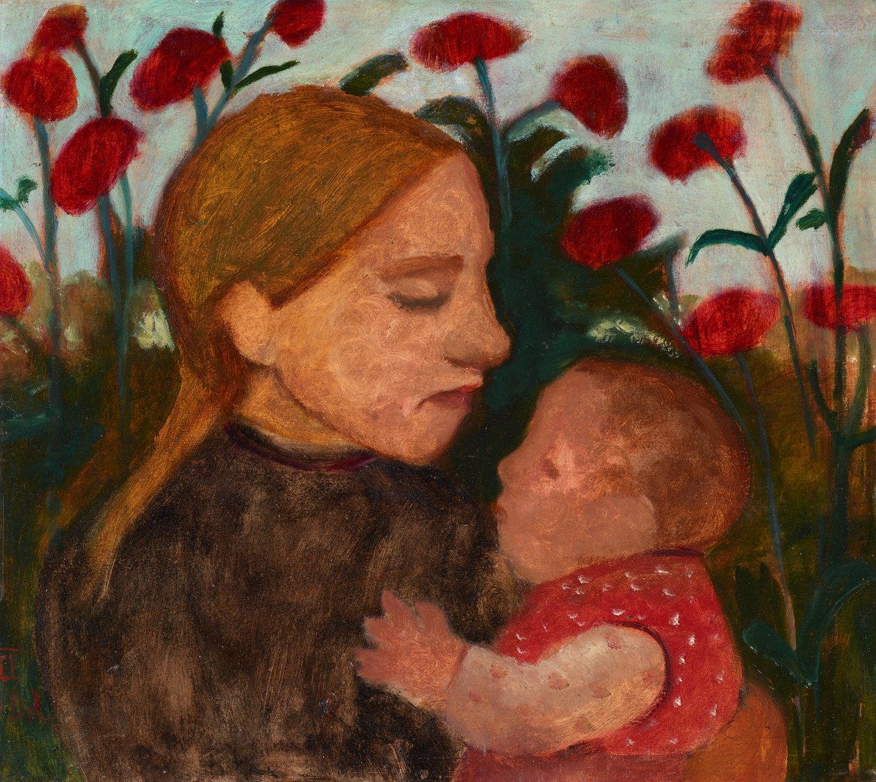 Mor och barn, ca 1904 (olja på kartong) av Paula Modersohn Becker