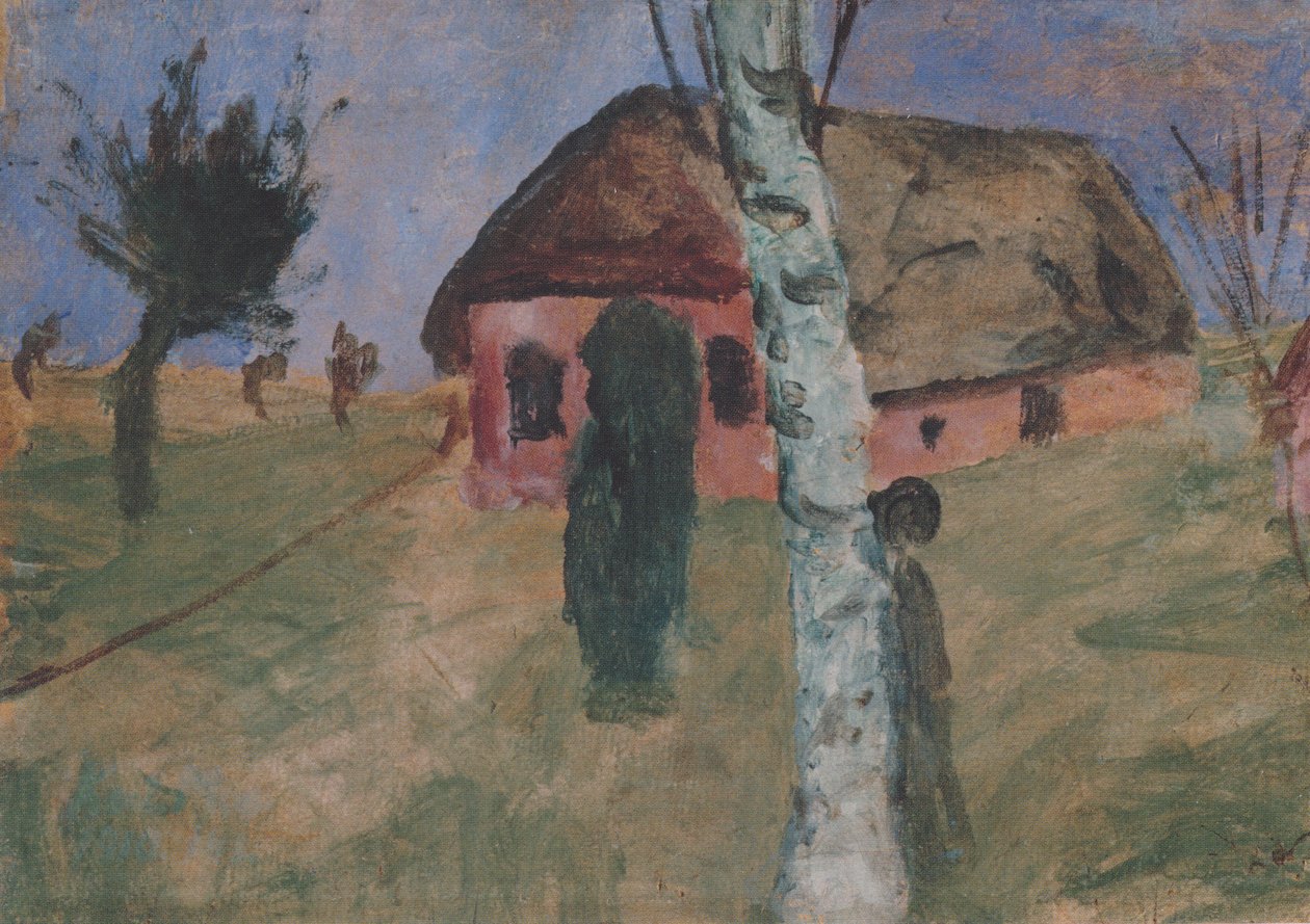 Rött hus med björk av Paula Modersohn Becker