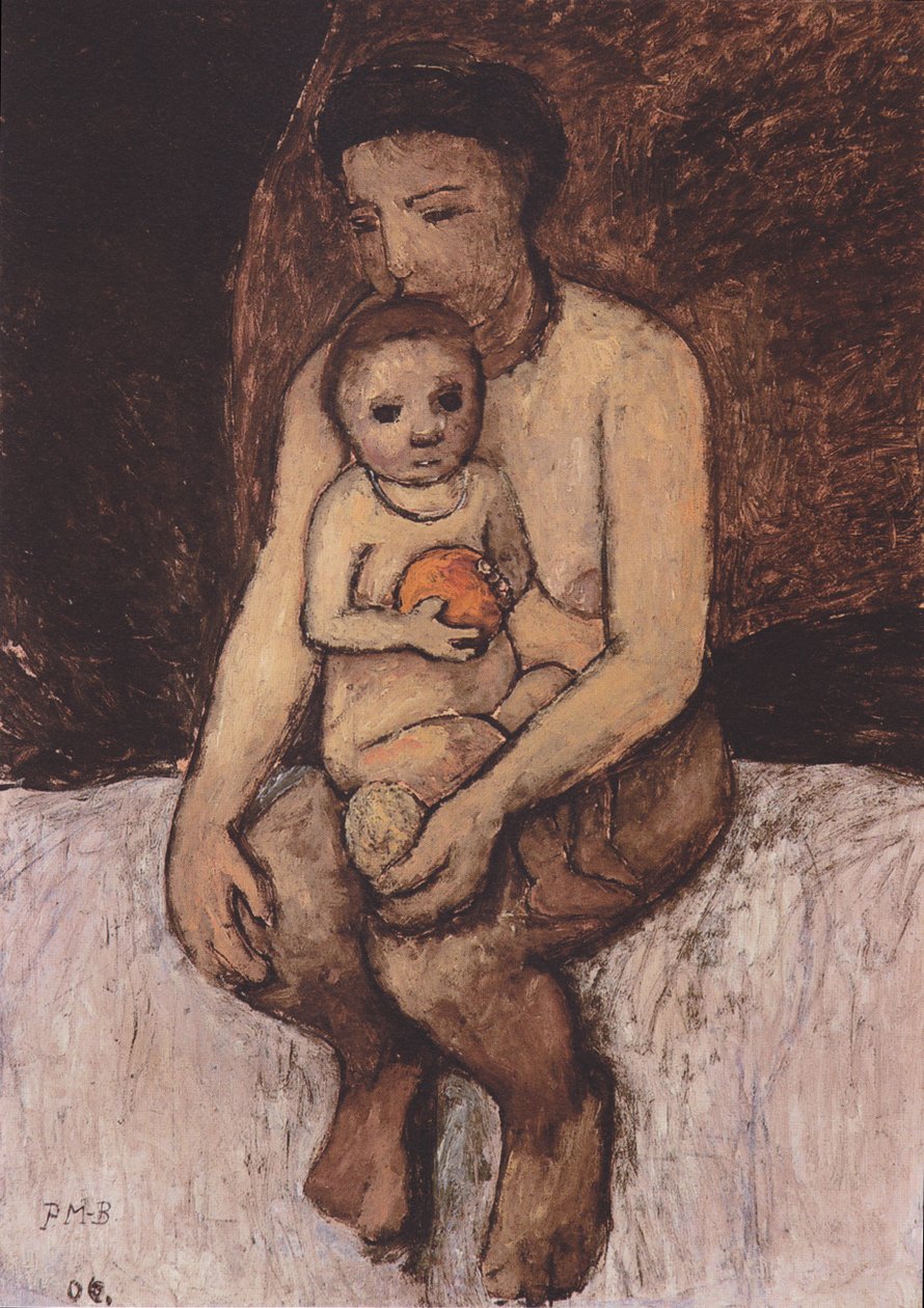 Sittande mamma med barn i knät av Paula Modersohn Becker