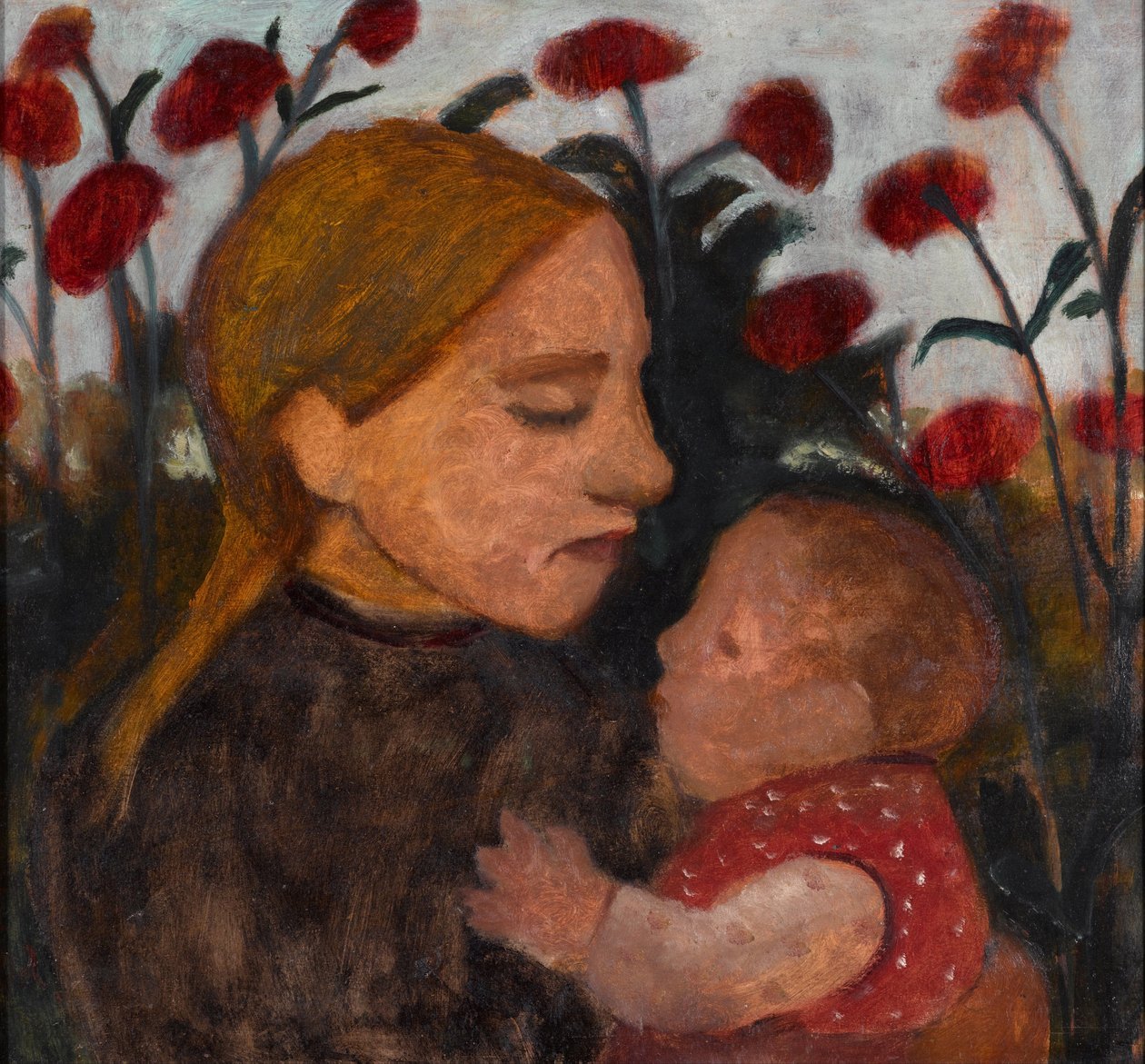 ""Ung flicka med ett barn"" (Flicka med barn) Målning av Paula Modersohn-Becker (1876-1907) - 1902 - Olja på kartong Dim 66,3x71 cm Gemeentemuseum Den Haag (Haag) Nederländerna av Paula Modersohn Becker