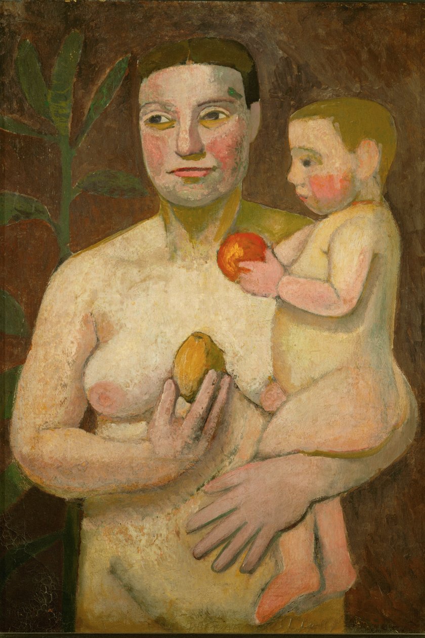 Mor och barn (olja på duk) av Paula Modersohn-Becker