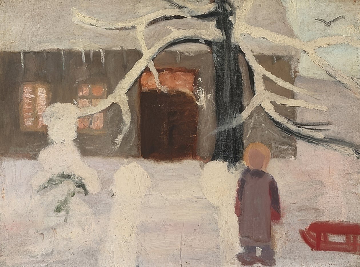 Pojke i snön. Omkring 1905 av Paula Modersohn Becker