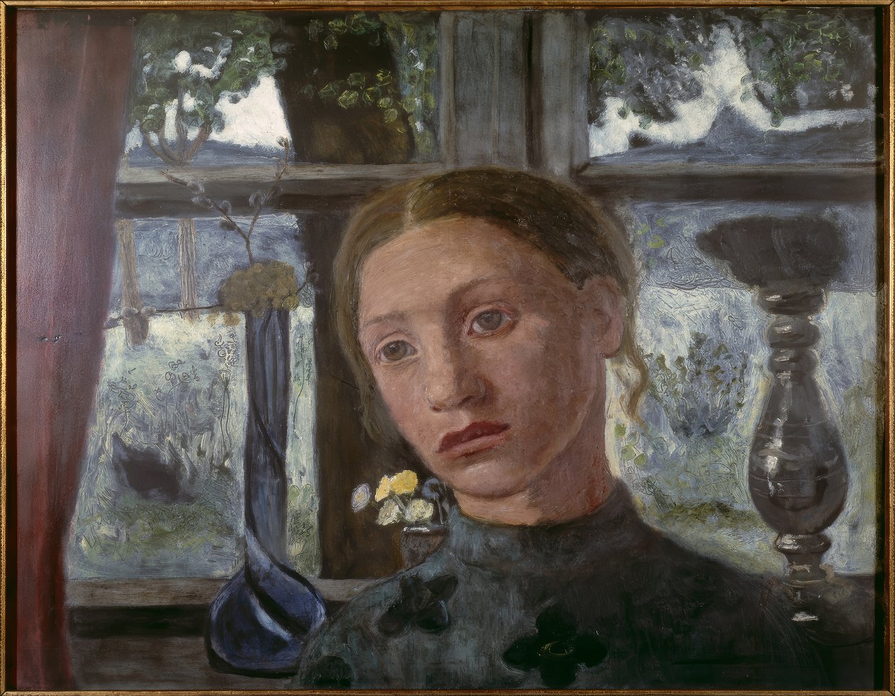 Flickhuvud framför ett fönster av Paula Modersohn Becker
