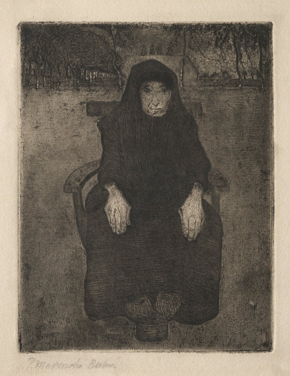 Sittande gammal kvinna av Paula Modersohn Becker