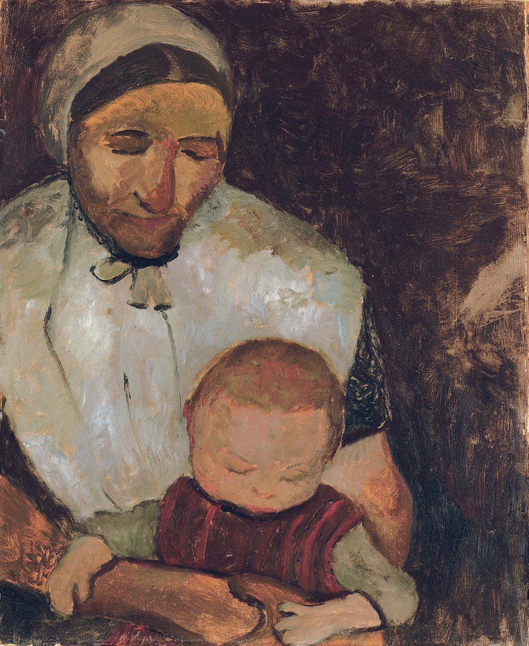 Sittande kvinna med barn i knäet; Sittande bondkvinna med ett barn i knät, 1903 av Paula Modersohn Becker