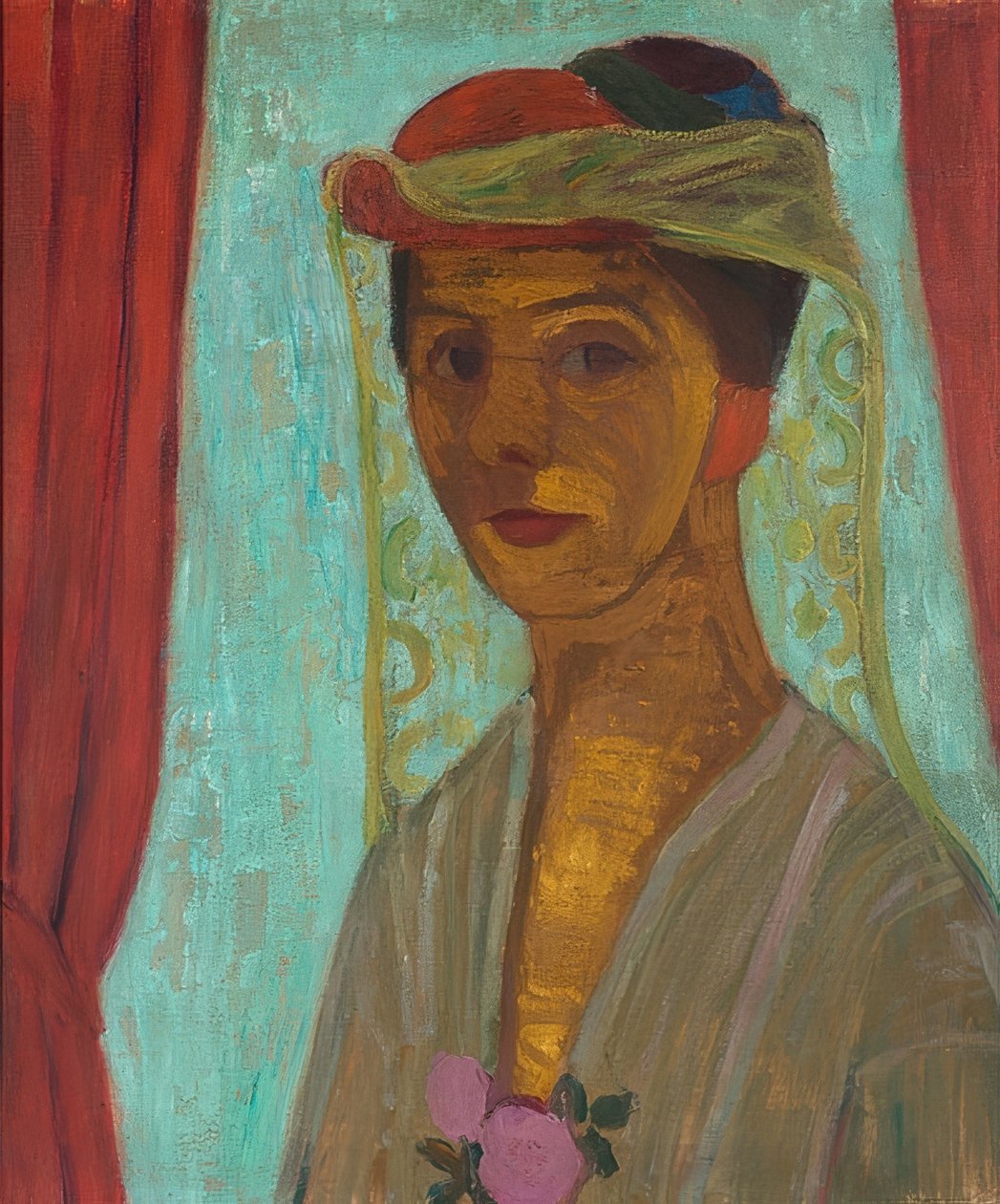 Självporträtt med hatt och slöja. 1906-07 av Paula Modersohn Becker