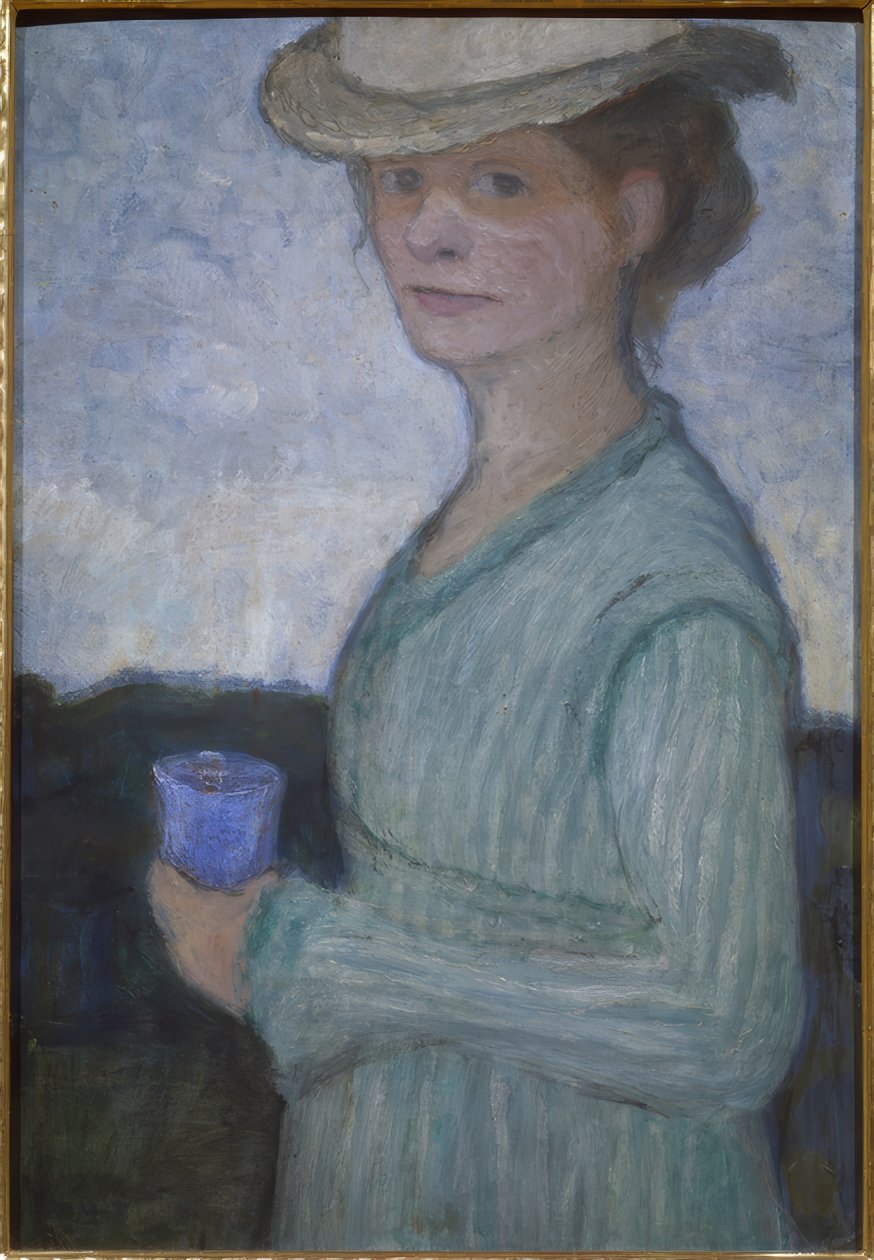 Självporträtt med blått glas av Paula Modersohn Becker