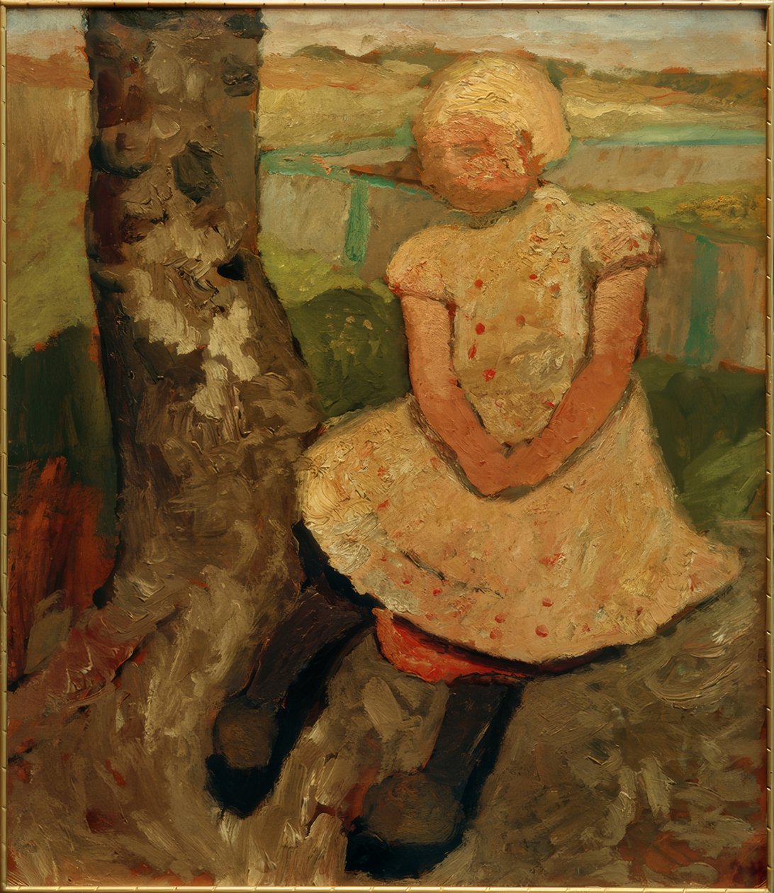 Sittande barn under ett träd av Paula Modersohn Becker