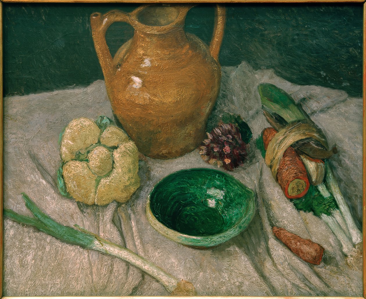 Stilleben med grönsaker och lergods av Paula Modersohn Becker