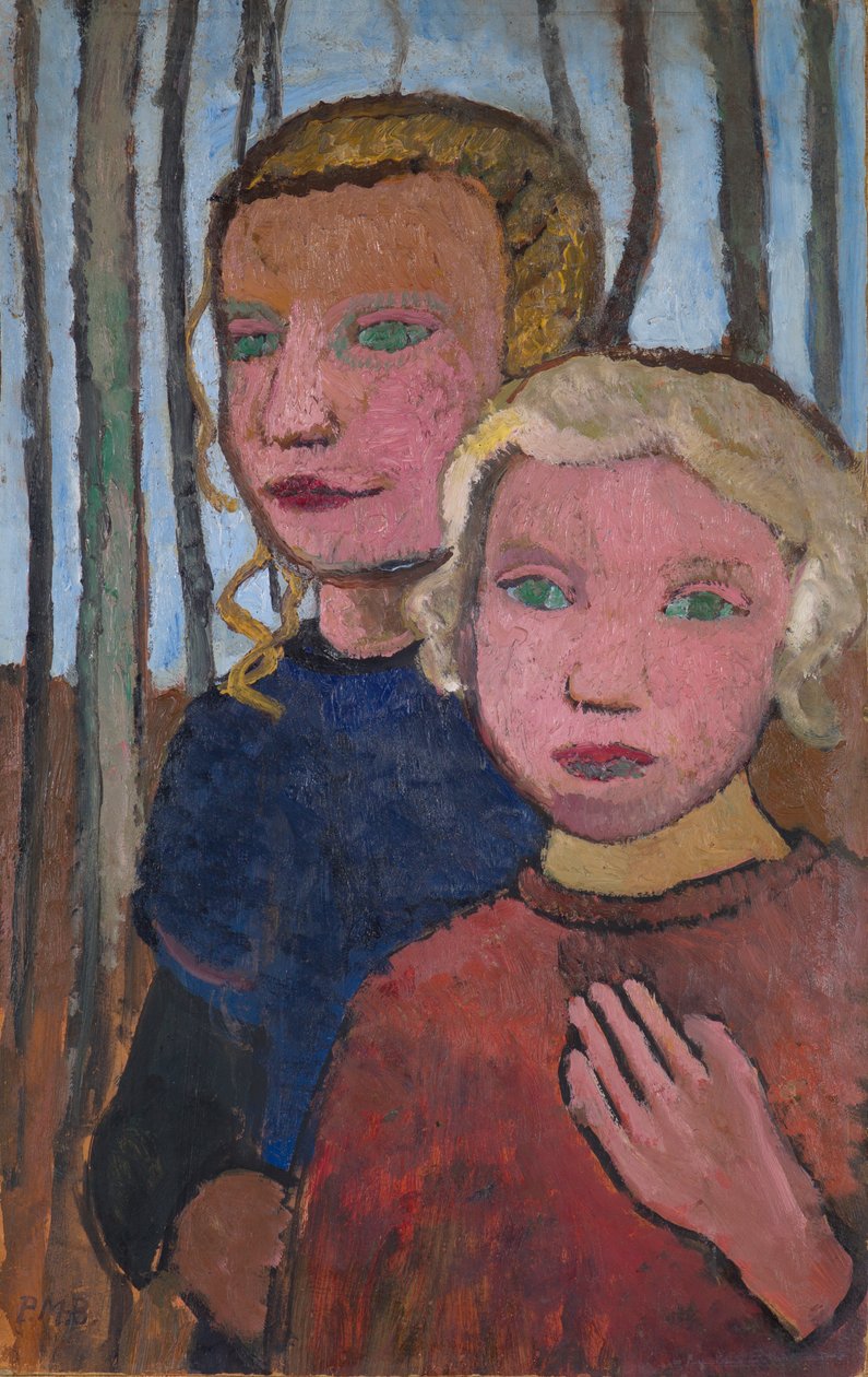 Två flickor framför björkträd av Paula Modersohn Becker