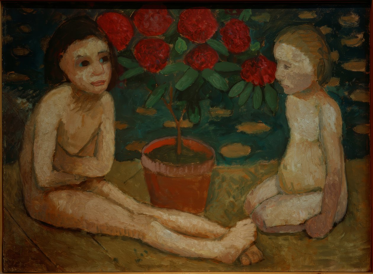 Två sittande barnpärmar av Paula Modersohn Becker