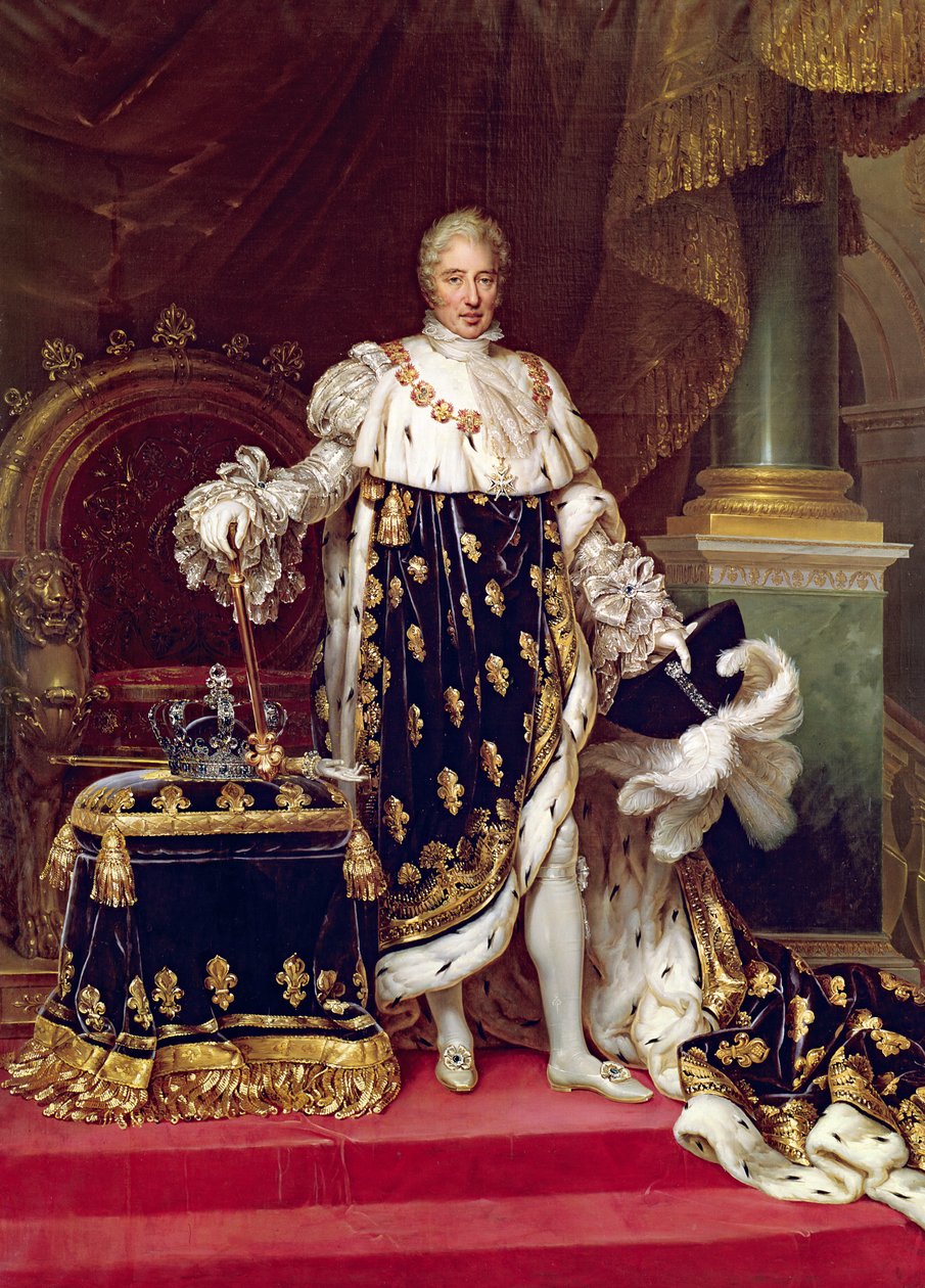 Porträtt av Karl X (1757-1836) i kröningsdräkt, 1827 av Paulin Jean Baptiste Guerin