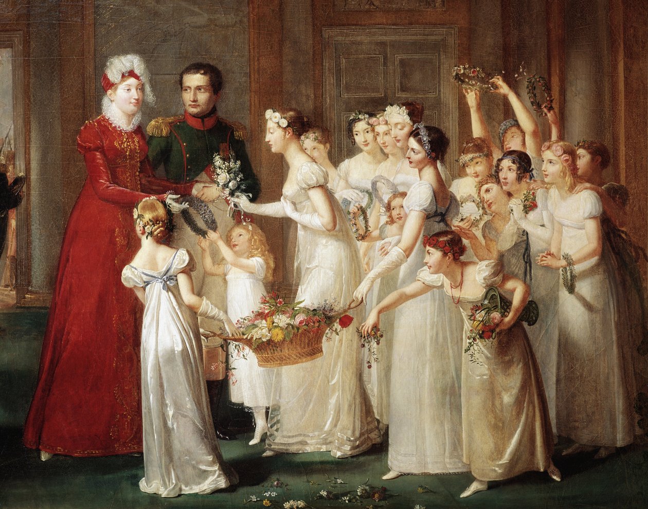 Ankomsten av Marie-Louise och Napoleon I Bonaparte till Compiegne den 28/03/1810 (olja på duk av Pauline Auzou