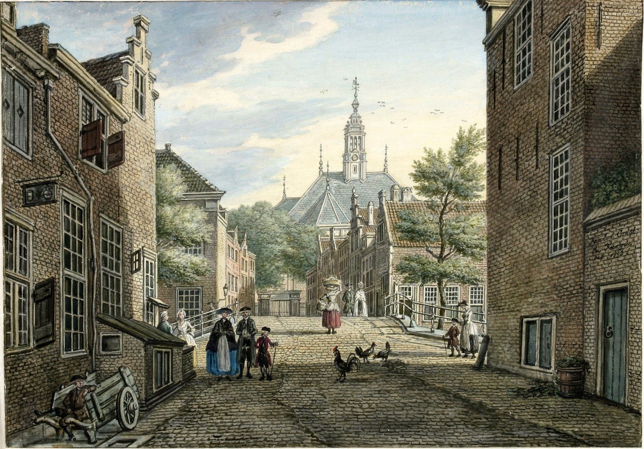 Utsikt över Kranestraat av Paulus Constantijn la Fargue
