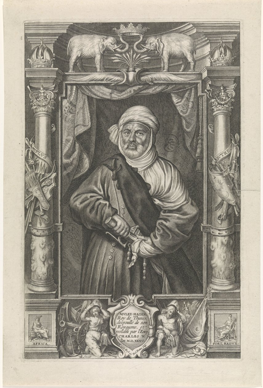 Portrait of Mulay Hasan, king of Tunis av Paulus Pontius