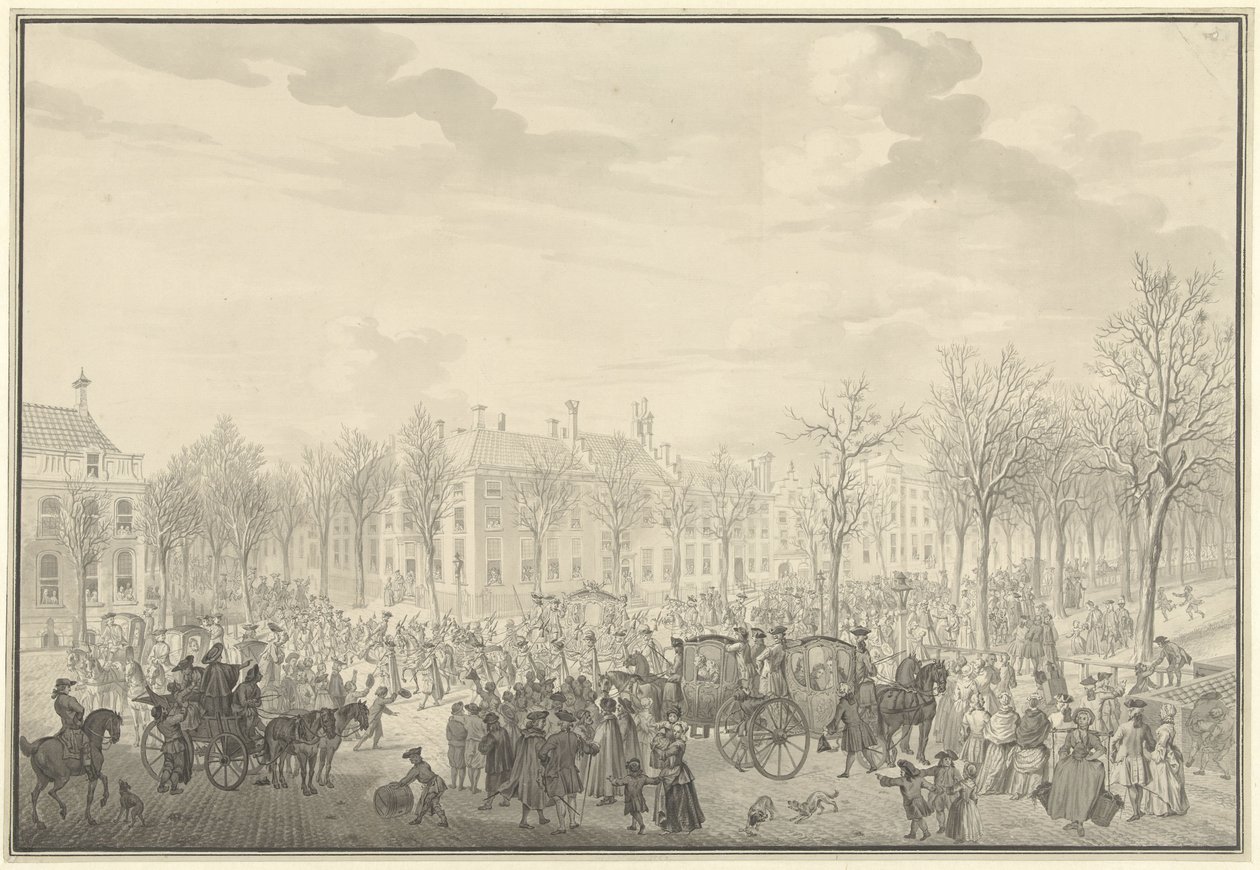 Prins William V:s ankomst till Haag den 10 november 1762 av Paulus Constantijn la Fargue (possibly)