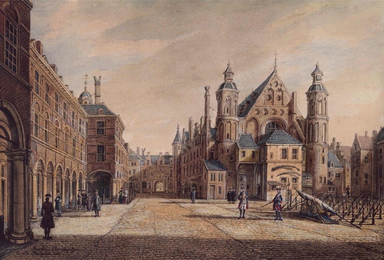 Utsikt över Binnenhof, Haag (akvarell) av Paulus Constantin La Fargue