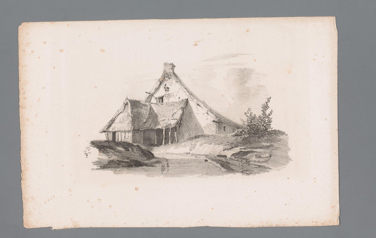 Vy över ett hus i ett kuperat landskap Principer för landskap (serietitel) Principles de paysages (serietitel) av Paulus Lauters