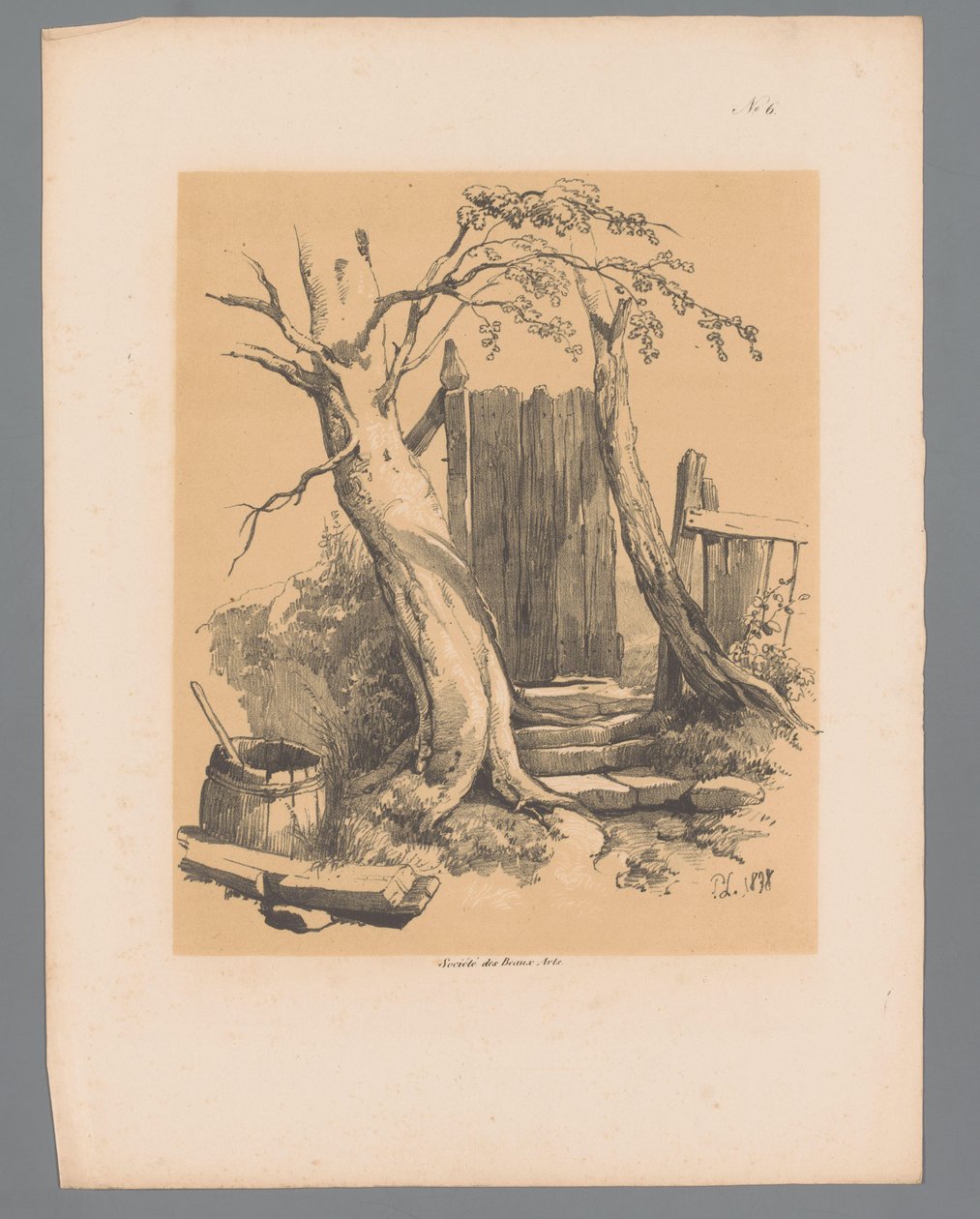 Staket mellan två träd Pittoreska ansikten av Paulus Lauters (serietitel) Etrennes pittoresques pour 1839, par Lauters (serietitel) av Paulus Lauters