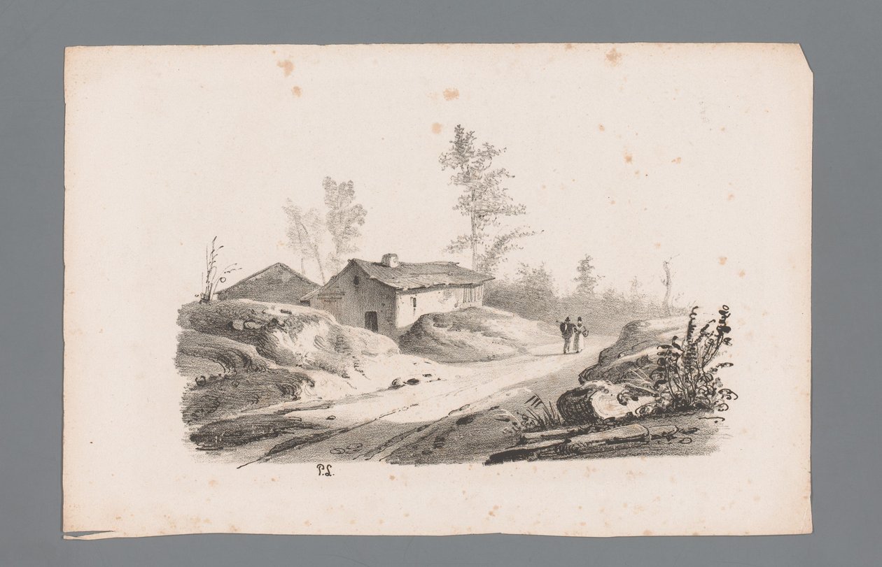 Kuperat landskap med landsväg och hus Principer för landskap (serietitel) Principles de paysages (serietitel) av Paulus Lauters