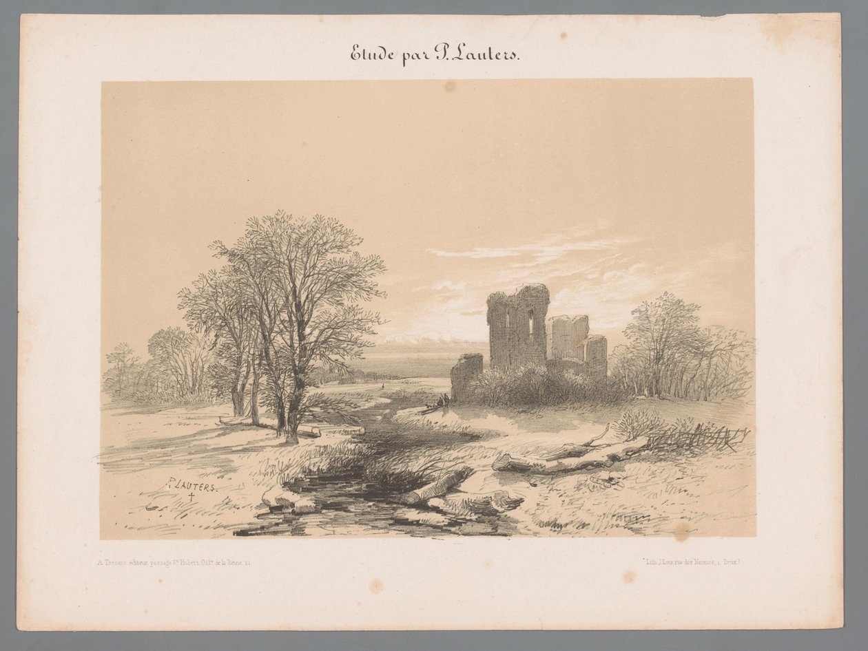 Landskap med ruin Studier av Paulus Lauters (serietitel) Etude av P. Lauters (serietitel på objekt) av Paulus Lauters