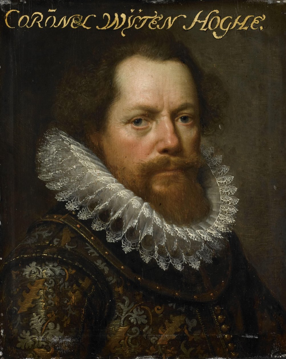 Porträtt av Anthonie van Utenhove, Lord van Rijnesteyn, överste i armén och guvernör i Oostende av Paulus Moreelse (workshop of)