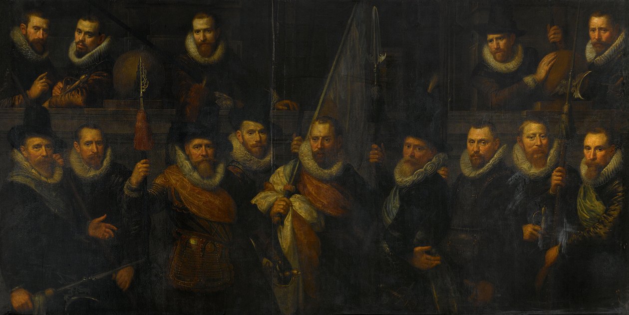 Officerare och andra medborgargardister från det tredje distriktet i Amsterdam, under befäl av kapten Jacob Gerritsz Hoyngh och löjtnant Nanningh Florisz Cloeck av Paulus Moreelse