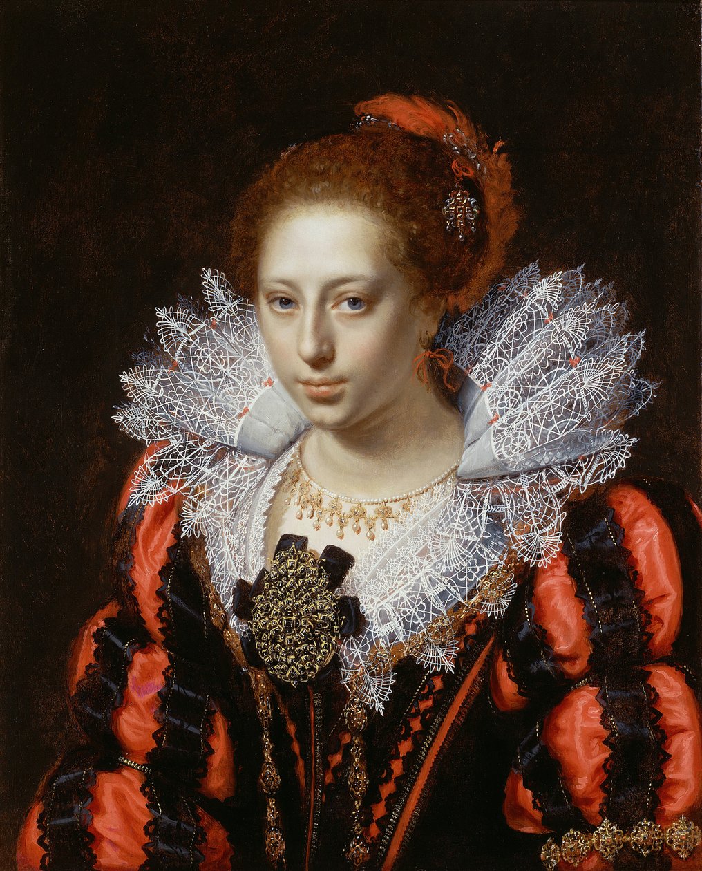 Porträtt av en ung dam, ca. 1620. av Paulus Moreelse