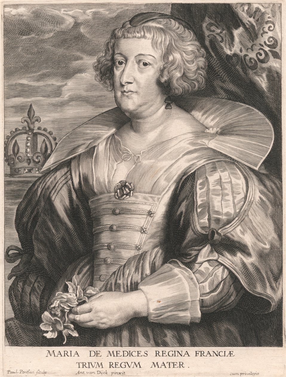 Marie de Medicis, Frankrikes drottning, de tre kungarnas moder av Paulus Pontius