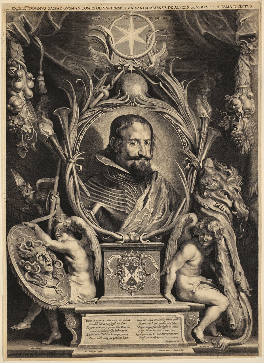 Porträtt av Gaspar de Guzmán, greve av Olivares av Paulus Pontius