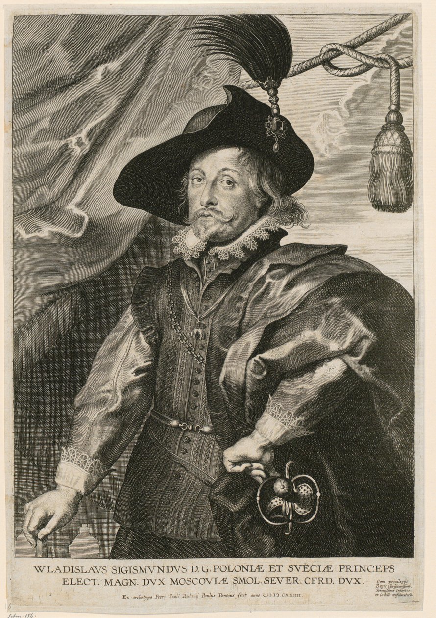 Porträtt av Vladislav IV Vasa, prins av Polen och Sverige av Paulus Pontius