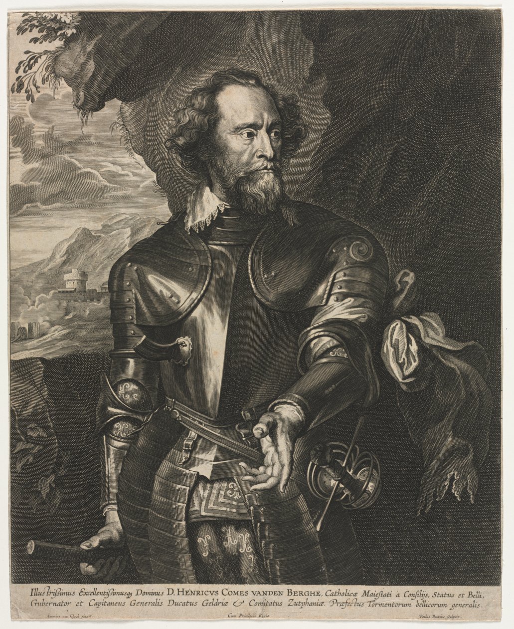 Porträtt av Henry, greve van den Berghe av Paulus Pontius