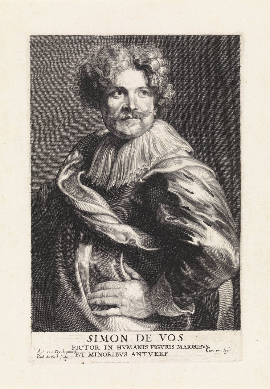 Porträtt av målaren Simon de Vos av Paulus Pontius