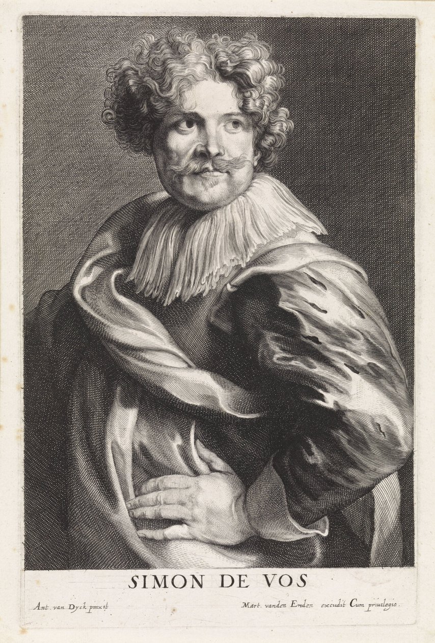 Porträtt av målaren Simon de Vos av Paulus Pontius