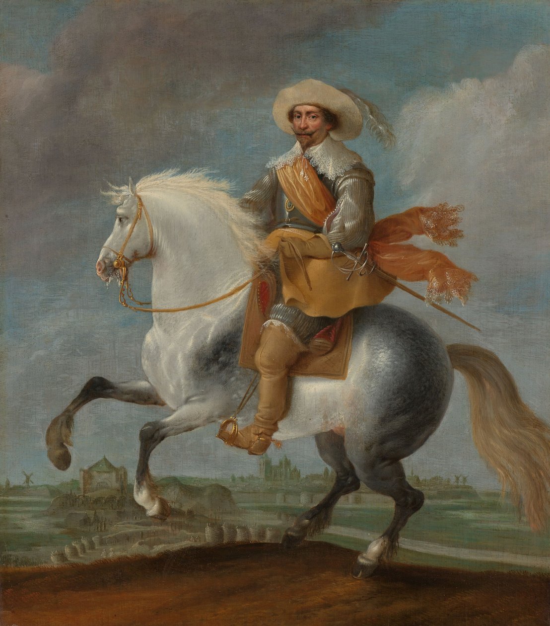 Prins Frederik Hendrik till häst, ca 1632-1635 (olja på pannå) av Pauwels I van Hillegaert