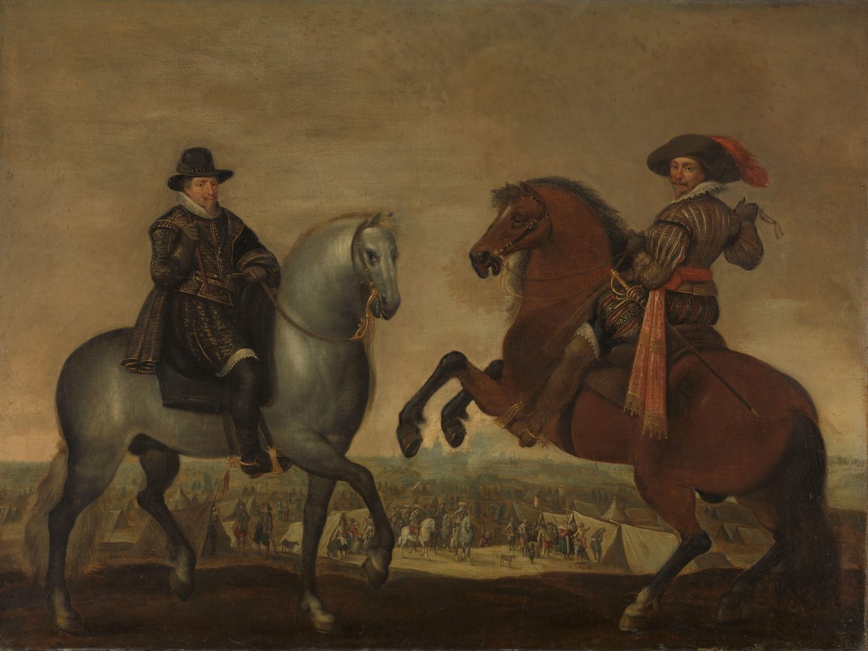 Prinsarna Maurits och Frederik Hendrik till häst av Pauwels van Hillegaert (workshop of)