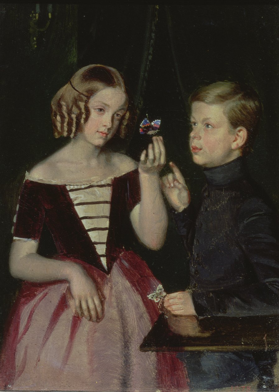 Porträtt av Olga Ivanovna (1839-98) och Fedor Ivanov (1836-1903) 1851 av Pavel Andreevich Fedotov