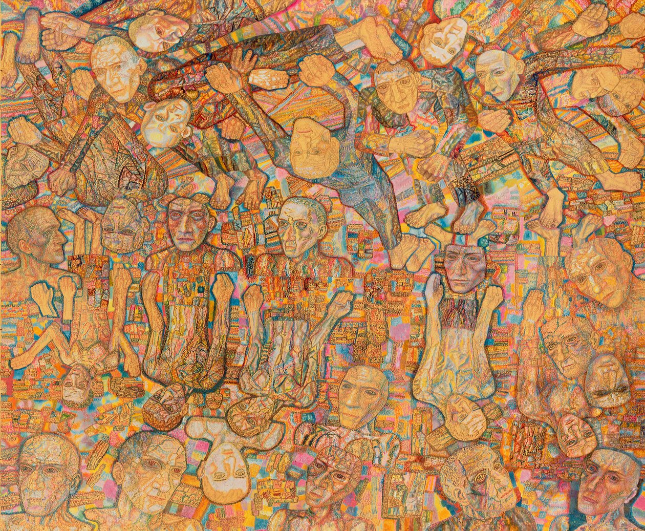 Crowd Composition (olja på papper) av Pawel Nikolajewitsch Filonow