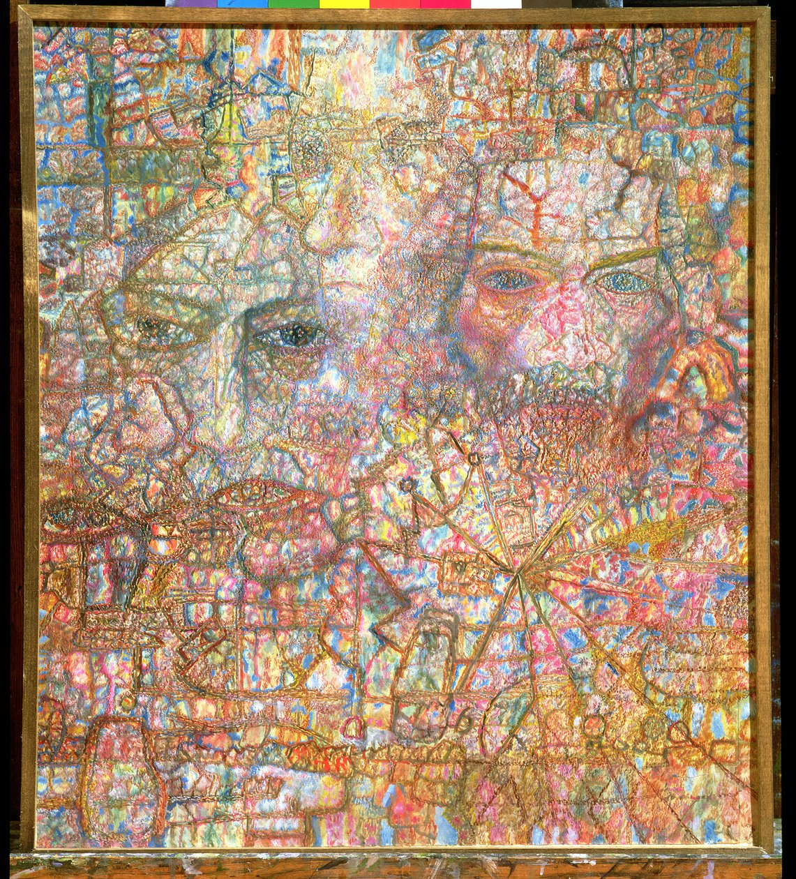 Faces, 1940 (olja på papper) av Pawel Nikolajewitsch Filonow