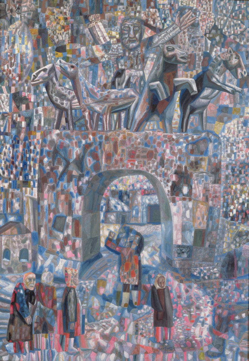 The Narva Gates, 1929 (olja på papper) av Pawel Nikolajewitsch Filonow