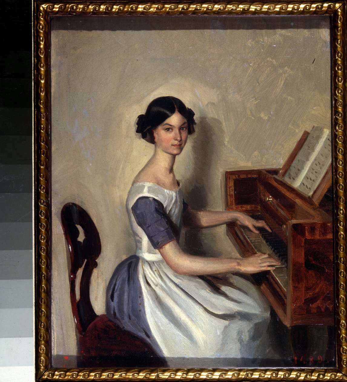 ""Porträtt av Nadezhda Zhdanovich vid cembalo"" Målning av Pavel Andreevich Fedotov (1815-1852) 1849-1850 Statens ryska museum Sankt Petersburg av Pavel Andreevich Fedotov