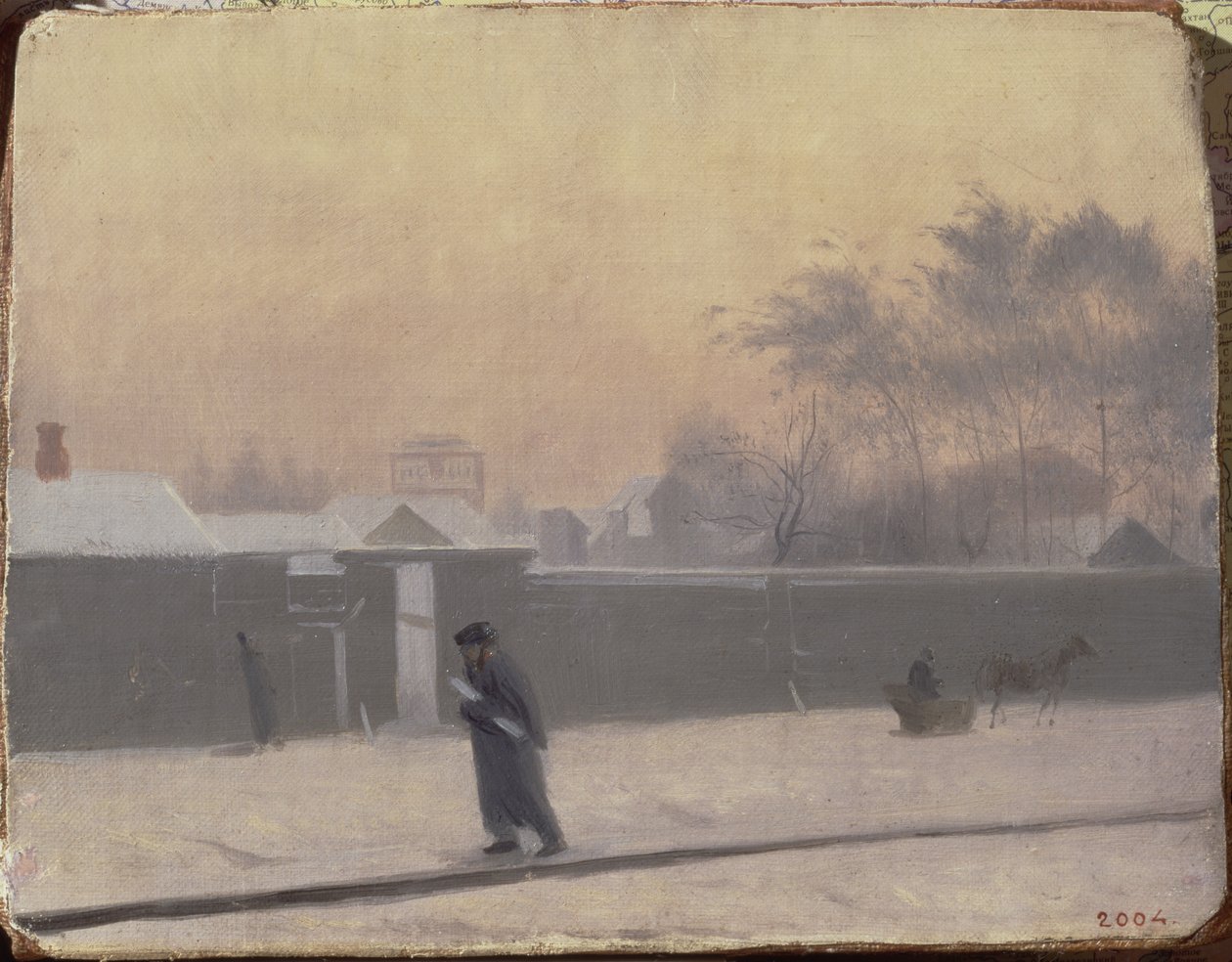 Vintrig gata på Vasilievsky Island, St. Petersburg, ca 1851 av Pavel Andreevich Fedotov