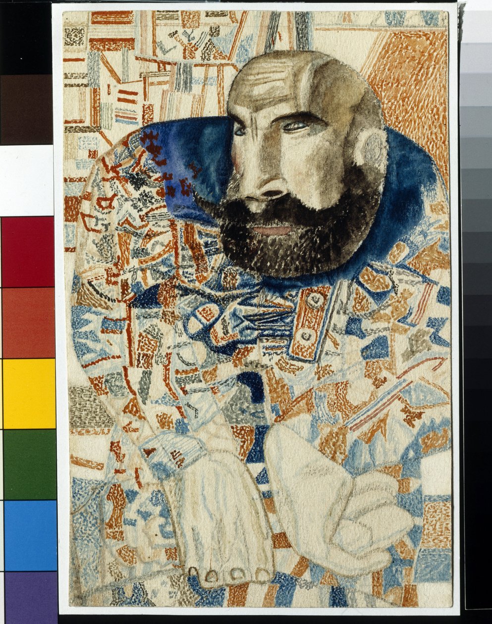 A Coachman - Verk av Pavel Nikolayevich Filonov (1883-1941), akvarell på papper (19x12,3 cm) av Pawel Nikolajewitsch Filonow