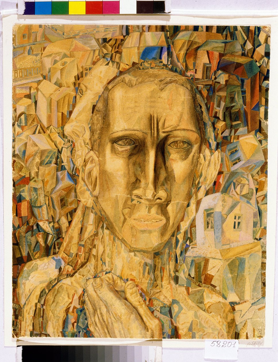 Victor av staden. (Stadens segrare). Verk av Pavel Nikolajevitj Filonov (1883-1941), akvarell på kartong av Pawel Nikolajewitsch Filonow