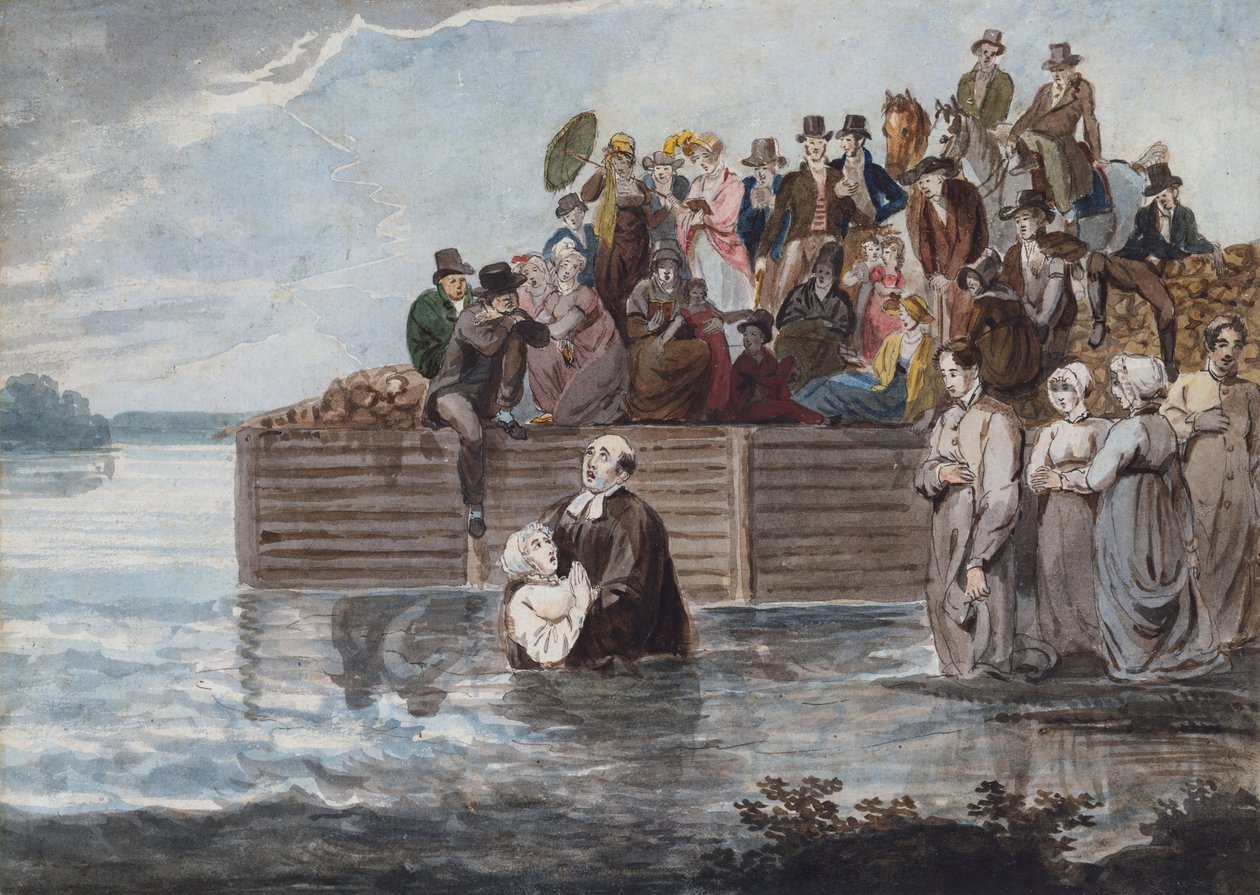 En anabaptistisk nedsänkning i Philadelphia under en storm, 1811-ca. 1813. av Pavel Petrovic Svin