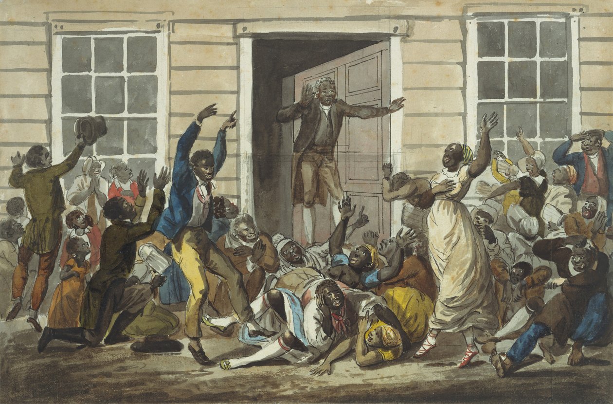 Svarta metodister håller ett bönemöte, 1811-ca. 1813. av Pavel Petrovic Svin