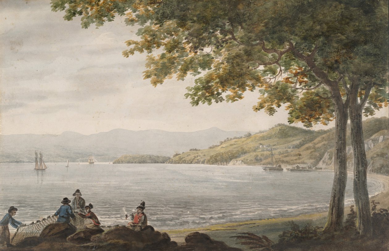 Shad Fishermen på stranden av Hudson River, 1811-ca. 1813. av Pavel Petrovic Svin